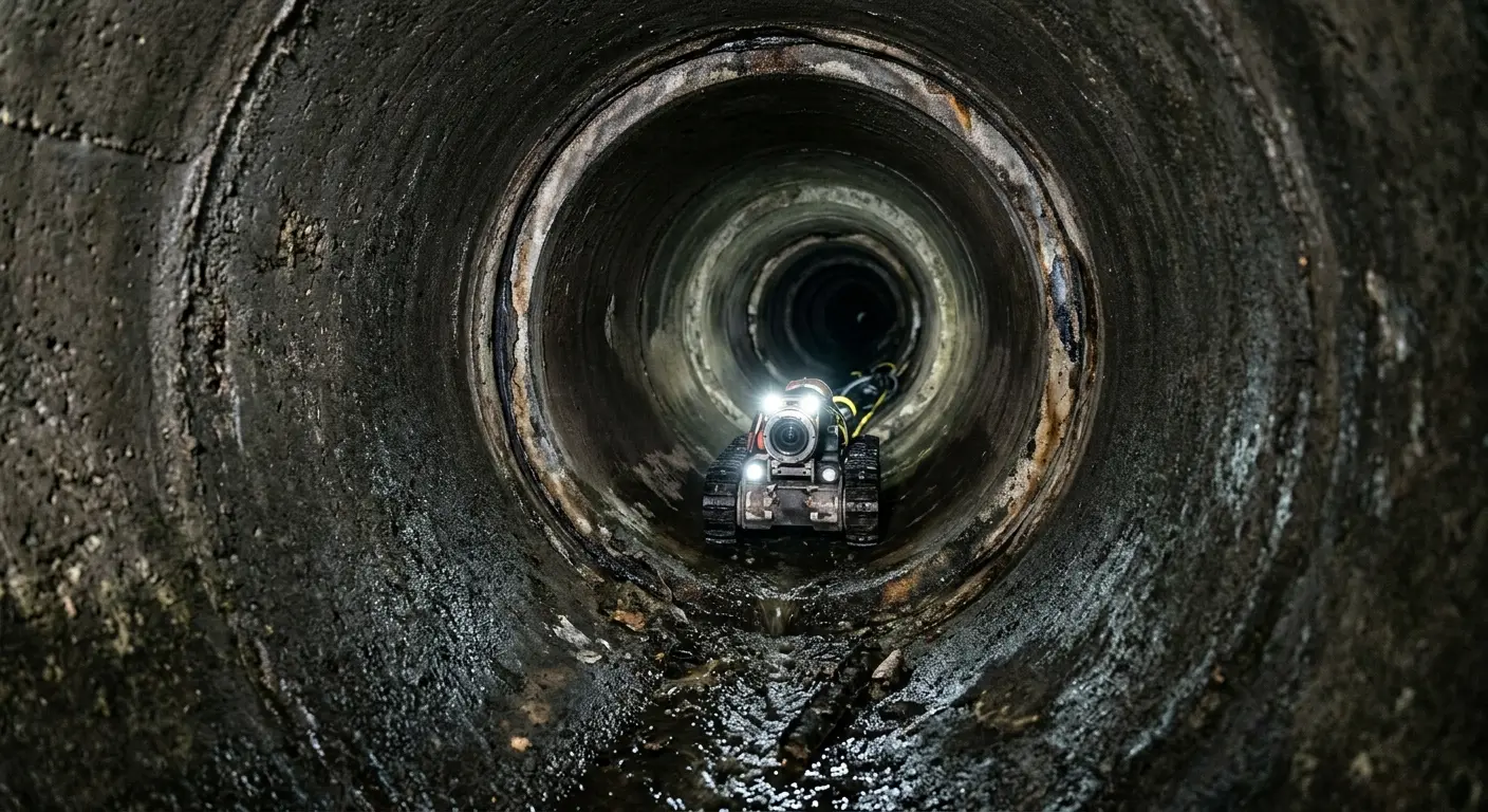 Robotic sewer camera inspecting pipe interior for Drain Snake Service in Covedale
